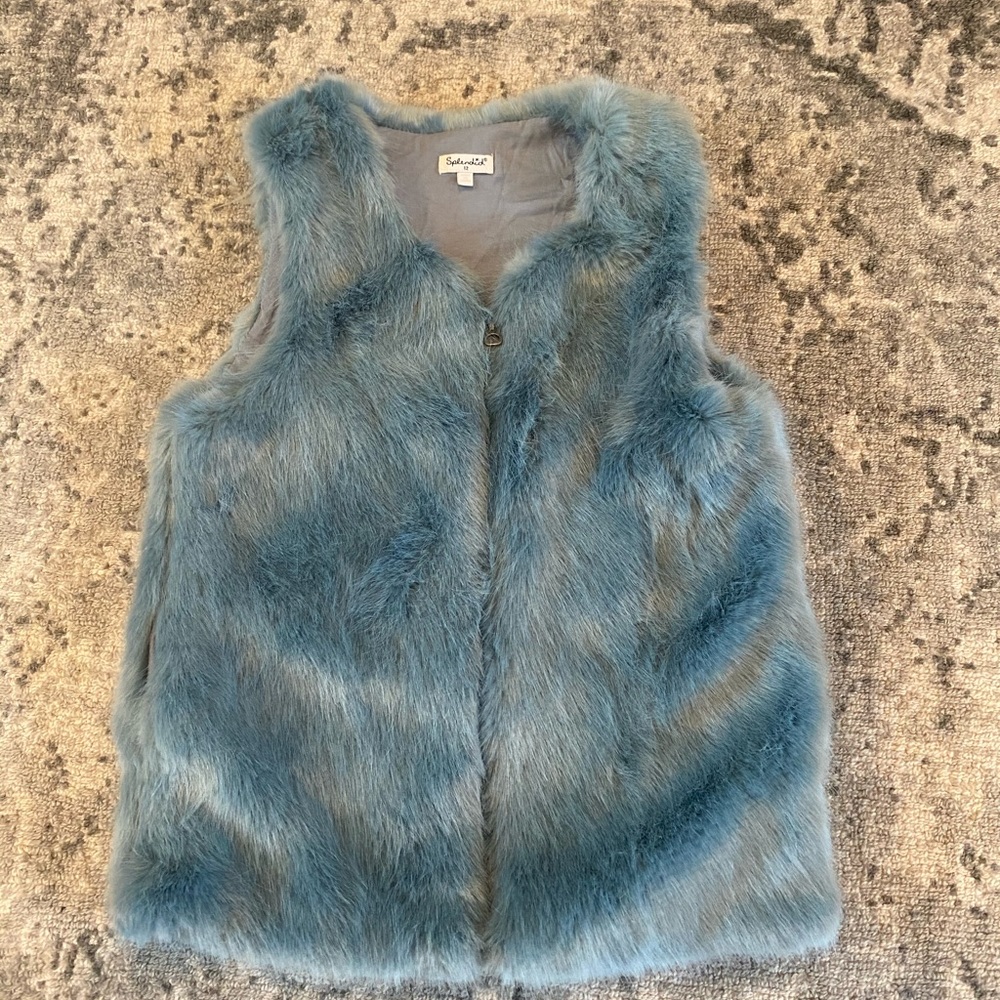 Splendid Faux Fur Vest- Blue